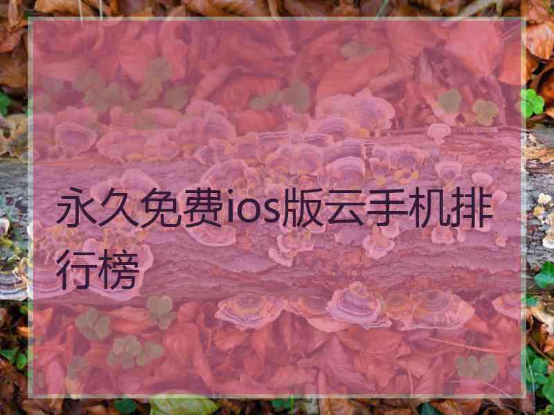 永久免费ios版云手机排行榜