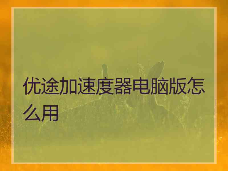 优途加速度器电脑版怎么用